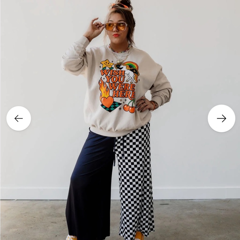 Black & White Half & Half Cropped Pants